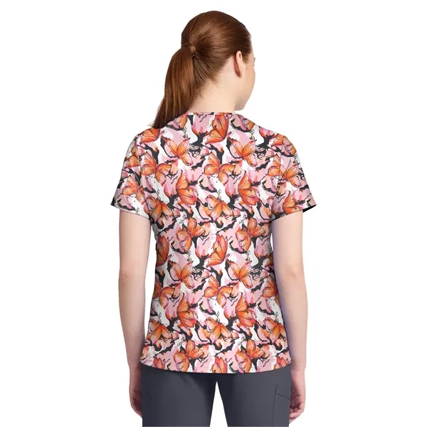 Cherokee - Genuine - Women's 1-Pocket Print High-Low V-Ne...... from ASI 86018 Scrub Authority