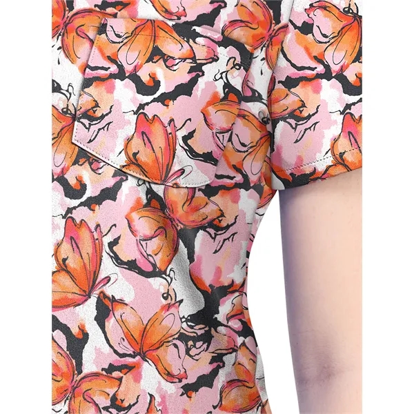 Cherokee - Genuine - Women's 1-Pocket Print High-Low V-Ne...... from ASI 86018 Scrub Authority