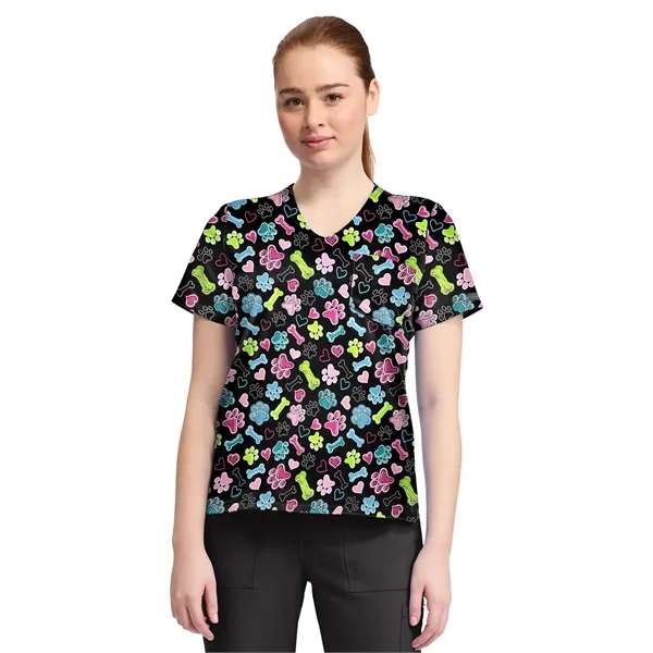 Cherokee - Genuine - Women's 1-Pocket Print High-Low V-Ne...... from ASI 86018 Scrub Authority