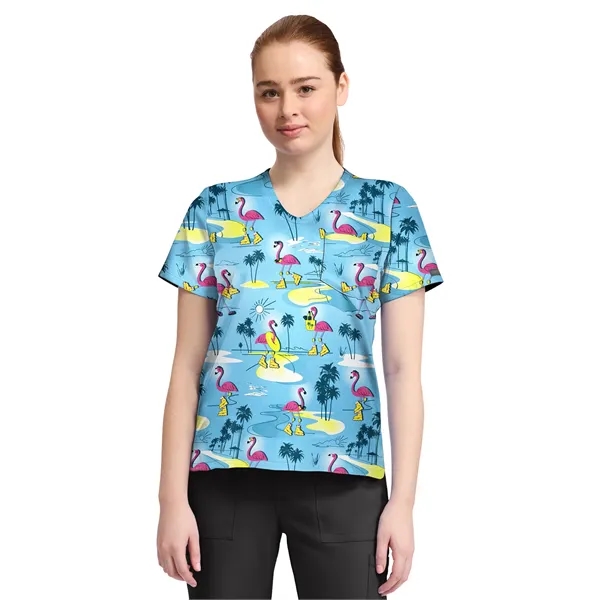 Cherokee - Genuine - Women's 1-Pocket Print High-Low V-Ne...... from ASI 86018 Scrub Authority