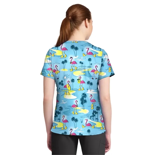 Cherokee - Genuine - Women's 1-Pocket Print High-Low V-Ne...... from ASI 86018 Scrub Authority