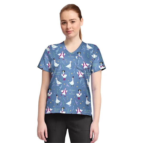 Cherokee - Genuine - Women's 1-Pocket Print High-Low V-Ne...... from ASI 86018 Scrub Authority