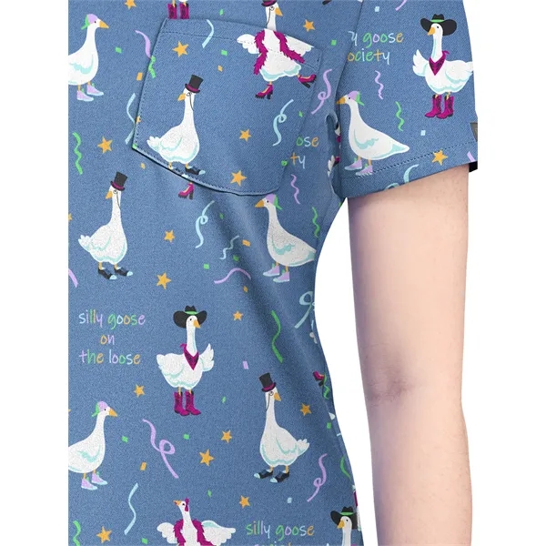 Cherokee - Genuine - Women's 1-Pocket Print High-Low V-Ne...... from ASI 86018 Scrub Authority