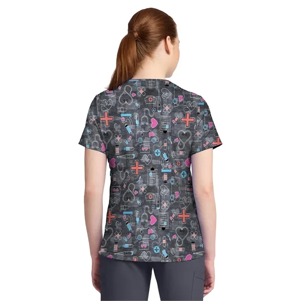 Cherokee - Genuine - Women's 1-Pocket Print High-Low V-Ne...... from ASI 86018 Scrub Authority