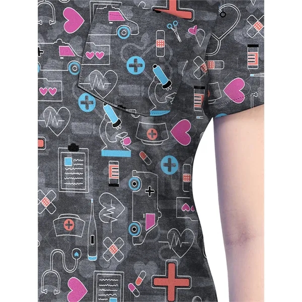 Cherokee - Genuine - Women's 1-Pocket Print High-Low V-Ne...... from ASI 86018 Scrub Authority