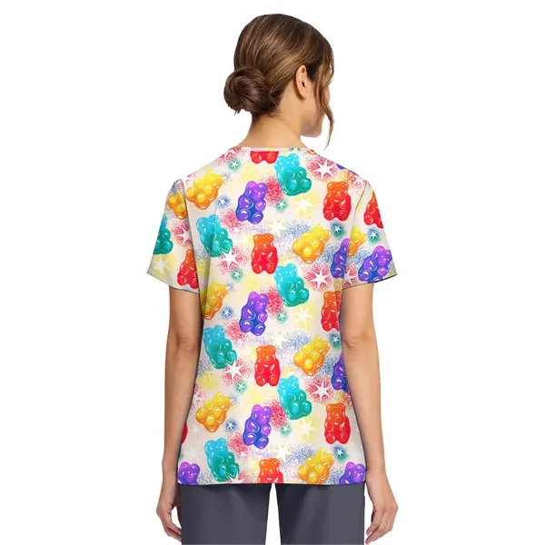Cherokee - Genuine - Women's 2-Pocket Print V-Neck Scrub Top... from ASI 86018 Scrub Authority