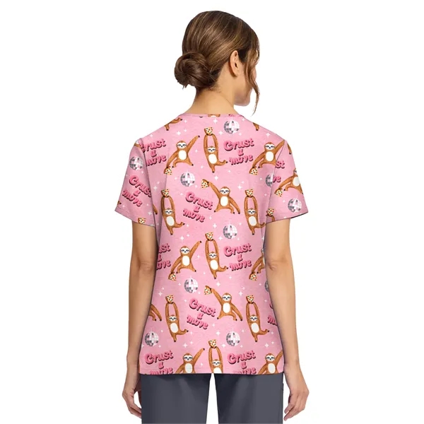 Cherokee - Genuine - Women's 2-Pocket Print V-Neck Scrub Top... from ASI 86018 Scrub Authority