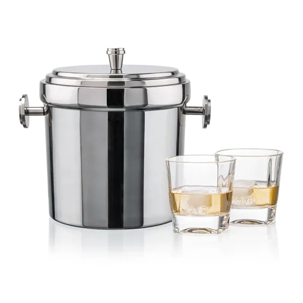 Item #SST1033-KS Milano Ice Bucket & Kansas On-the-Rocks Set
