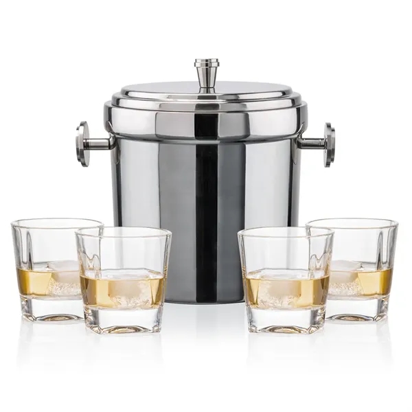 Item #SST1033-KS Milano Ice Bucket & Kansas On-the-Rocks Set