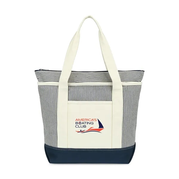 Unbleached cotton tote with 26.5" shoulder straps, contrast color bottom and... from ASI 56070 Gemline / Gemline®