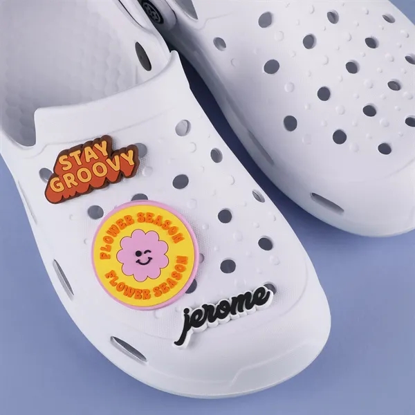 2" PVC shoe charm delivers bold custom branding on clogs and... from ASI 61966 HPG / BCG Creations HPG Gold