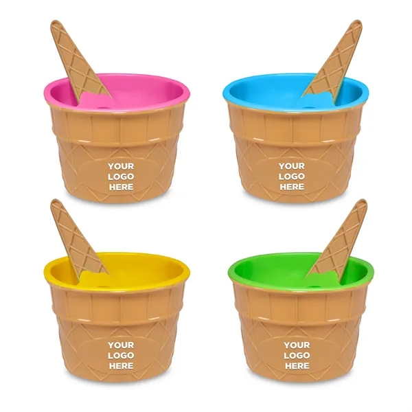 6 oz. plastic ice cream bowl and spoon set.... from ASI 42016 Brighter Promotions Inc / Chemical Light™