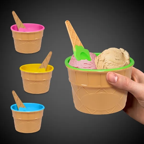 6 oz. plastic ice cream bowl and spoon set.... from ASI 42016 Brighter Promotions Inc / Chemical Light™