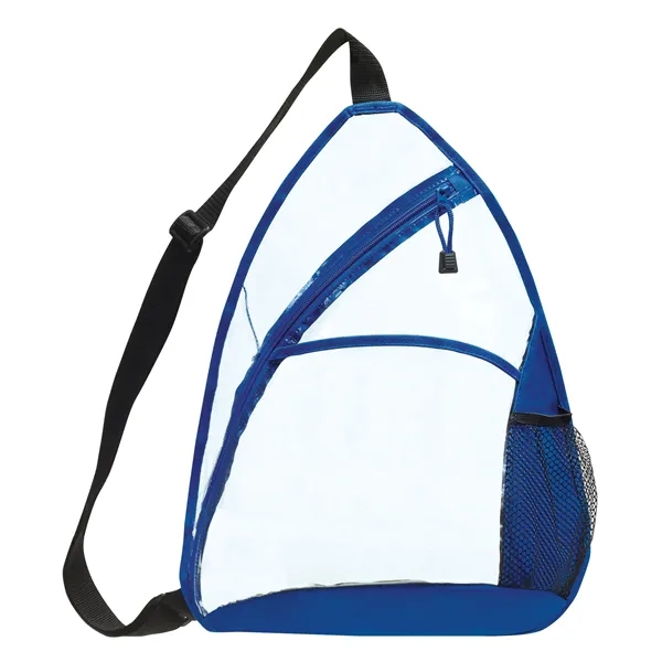 Clear sling backpack with bottle pocket and zip compartment, ideal for... from ASI 46420 Continental Mkting Svc Inc / CMBags