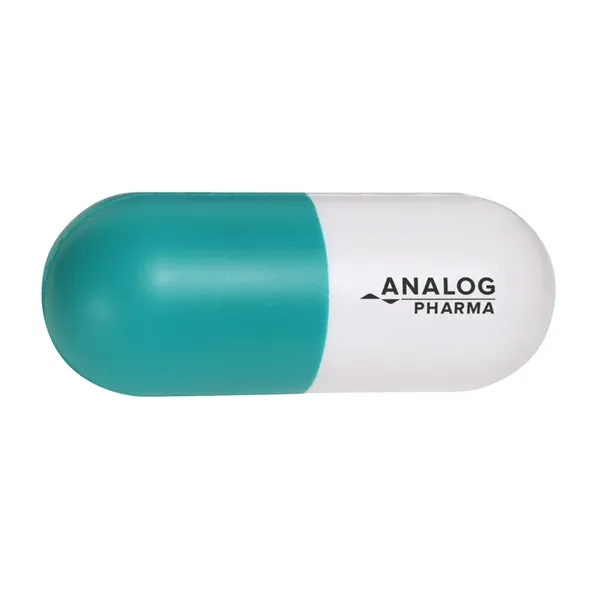 Pill capsule shaped stress reliever made of PU foam.... from ASI 63549 Jornik Manufacturing Corp