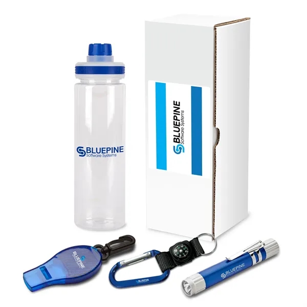 4-piece safety gift set with 25 oz. bottle, reflector whistle, carabiner... from ASI 67866 Logomark/Valumark