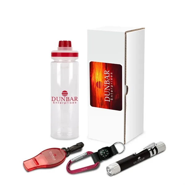 4-piece safety gift set with 25 oz. bottle, reflector whistle, carabiner... from ASI 67866 Logomark/Valumark