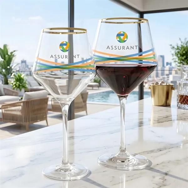 The Tucson Gold Rim Burgundy VividPrint™ Wine Glass showcases a generous,... from ASI 84592 St Regis Group