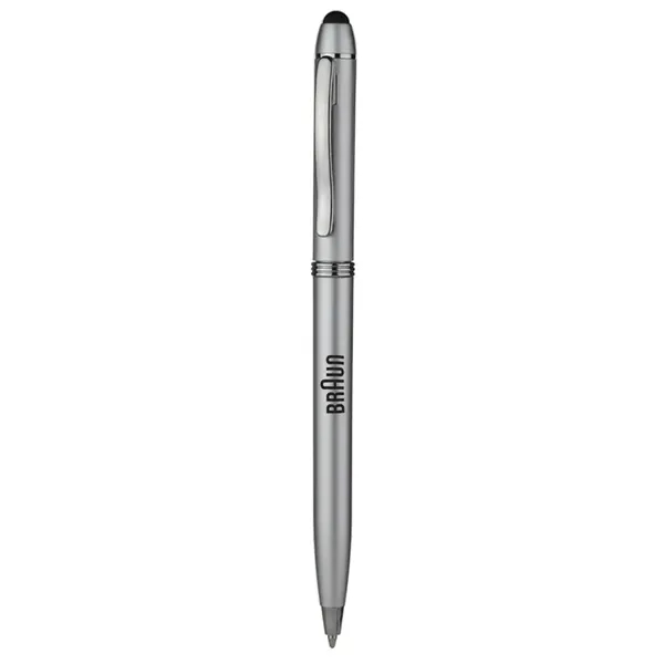Twist action plastic stylus pen with smooth metallic finished barrel.... from ASI 39552 BEL Promo