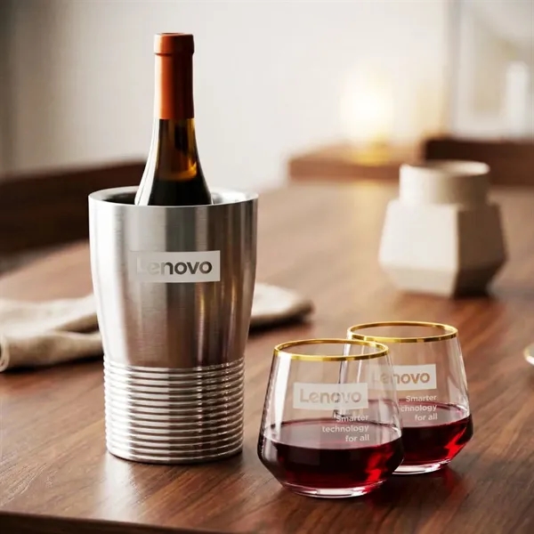 The Genoa Wine Cooler & Wine Glass Set brings a sleek,... from ASI 84592 St Regis Group