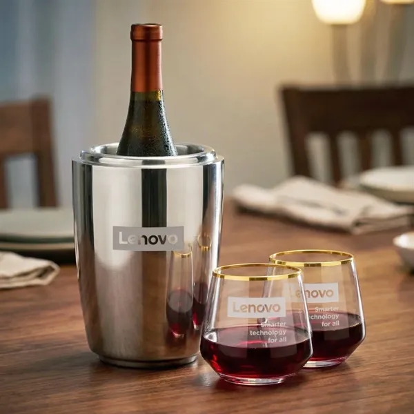 Pescara Wine Cooler & Tucson Gold Rim Stemless Wine... from ASI 84592 St Regis Group