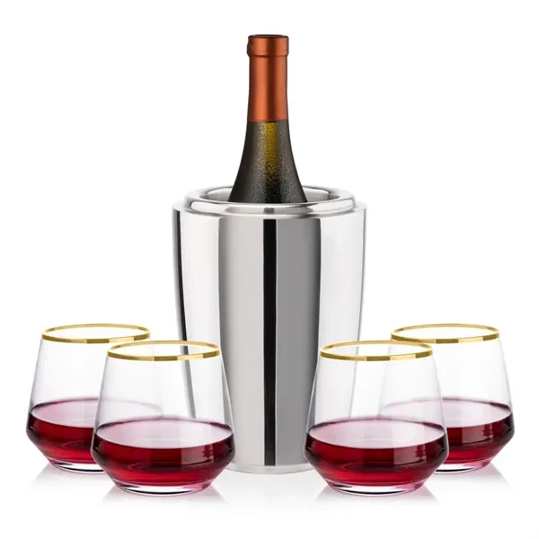 Pescara Wine Cooler & Tucson Gold Rim Stemless Wine... from ASI 84592 St Regis Group