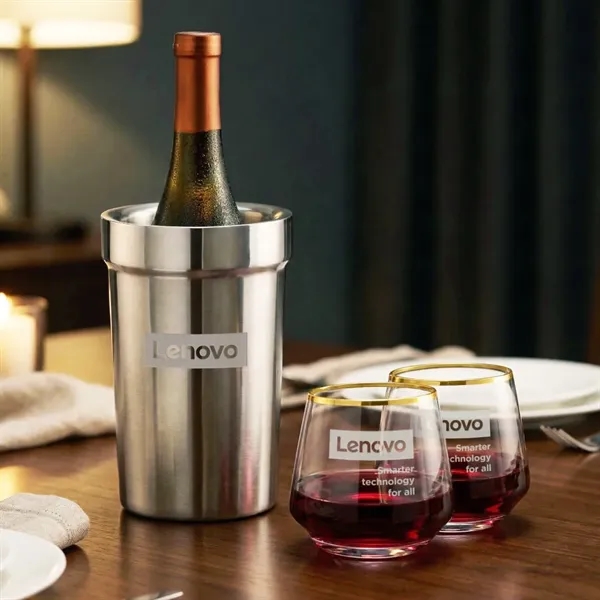 Milano Wine Cooler & Tucson Gold Rim Stemless Wine... from ASI 84592 St Regis Group