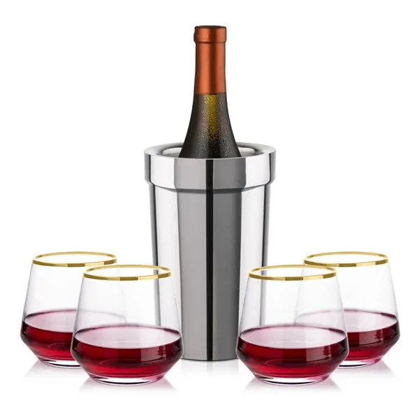 Milano Wine Cooler & Tucson Gold Rim Stemless Wine... from ASI 84592 St Regis Group