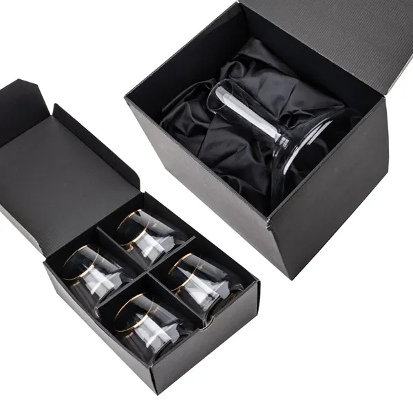 The modern design of the lead-free crystalline Tucson Carafe and Stemless... from ASI 84592 St Regis Group