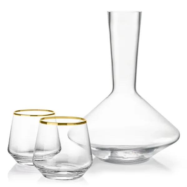 The modern design of the lead-free crystalline Tucson Carafe and Stemless... from ASI 84592 St Regis Group
