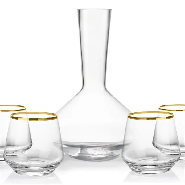 The modern design of the lead-free crystalline Tucson Carafe and Stemless... from ASI 84592 St Regis Group