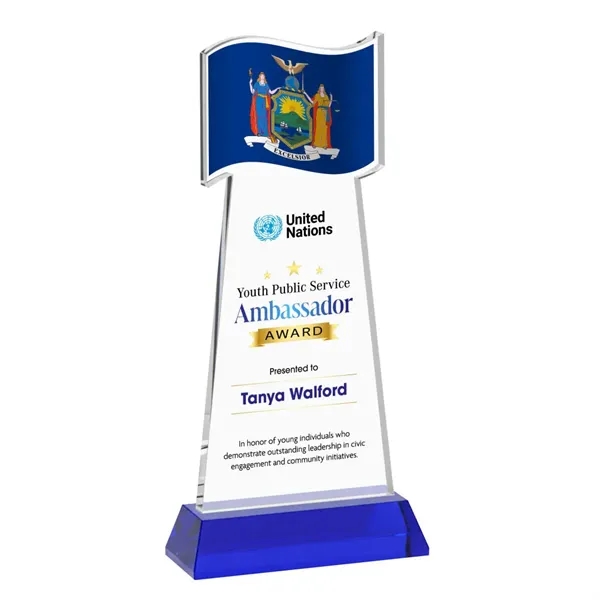 Flag VividPrint™ Award on Hartford Base - Blue... from ASI 84592 St Regis Group / St Regis