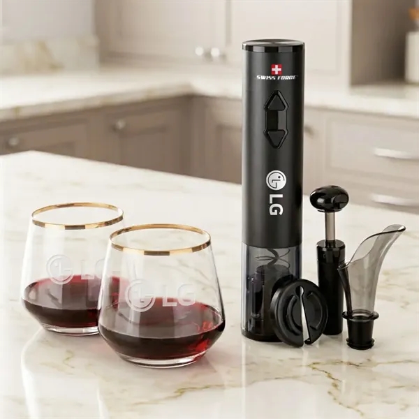 Swiss Force® Opener Set & Tucson Gold Rim Stemless Wine... from ASI 84592 St Regis Group