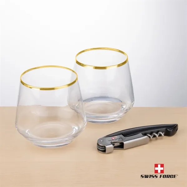 Swiss Force® Opener & Tucson Gold Rim Stemless Wine... from ASI 84592 St Regis Group