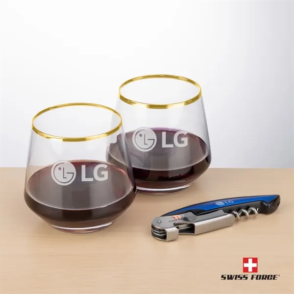 Swiss Force® Opener & Tucson Gold Rim Stemless Wine... from ASI 84592 St Regis Group
