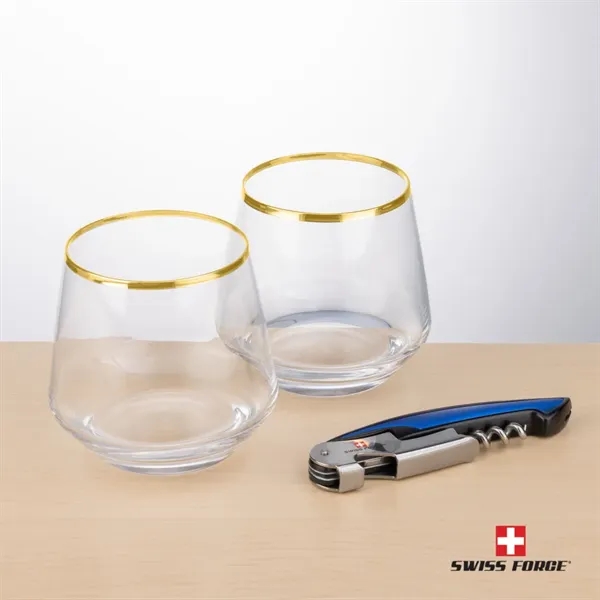 Swiss Force® Opener & Tucson Gold Rim Stemless Wine... from ASI 84592 St Regis Group