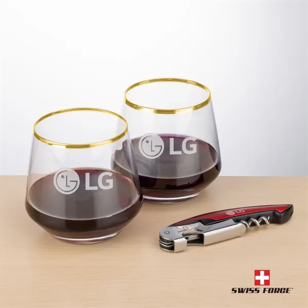 Swiss Force® Opener & Tucson Gold Rim Stemless Wine... from ASI 84592 St Regis Group