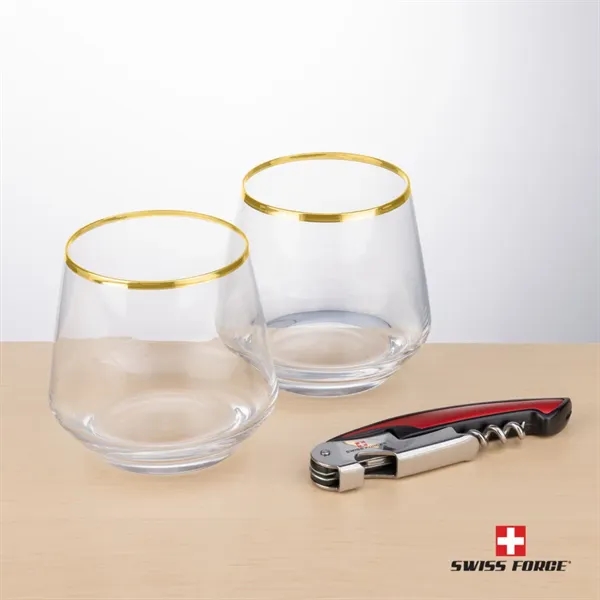 Swiss Force® Opener & Tucson Gold Rim Stemless Wine... from ASI 84592 St Regis Group