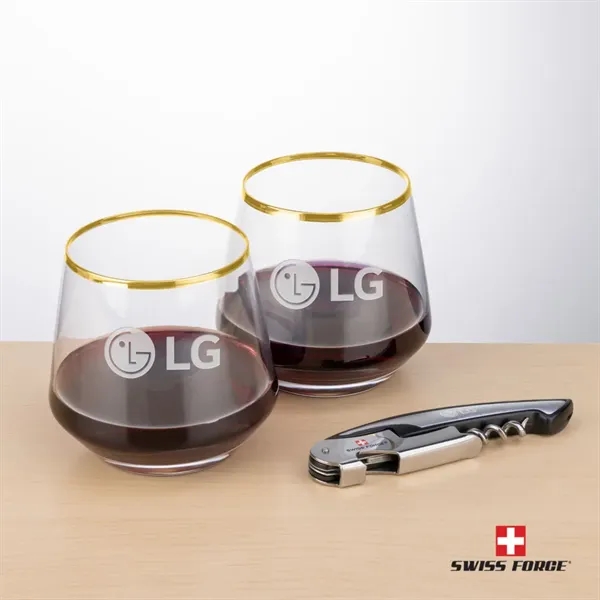 Swiss Force® Opener & Tucson Gold Rim Stemless Wine... from ASI 84592 St Regis Group