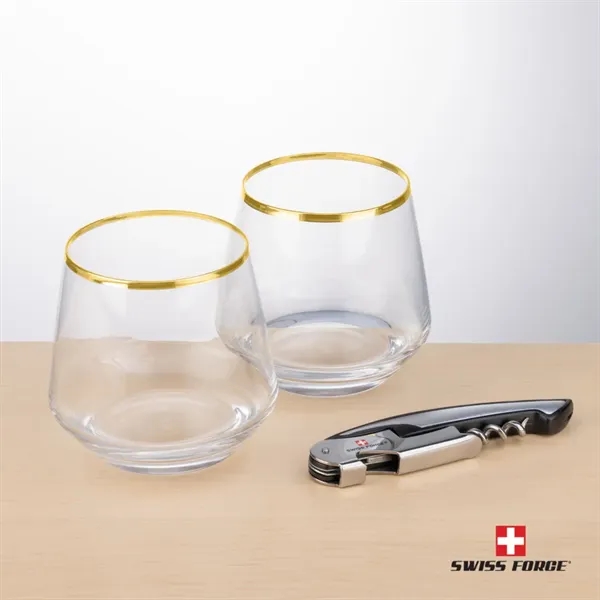 Swiss Force® Opener & Tucson Gold Rim Stemless Wine... from ASI 84592 St Regis Group
