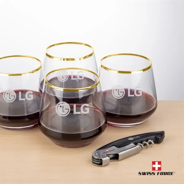 Swiss Force® Opener & Tucson Gold Rim Stemless Wine... from ASI 84592 St Regis Group