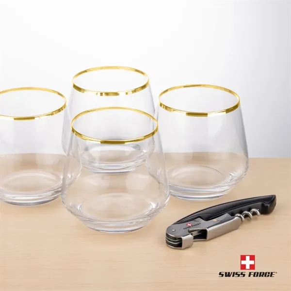 Swiss Force® Opener & Tucson Gold Rim Stemless Wine... from ASI 84592 St Regis Group