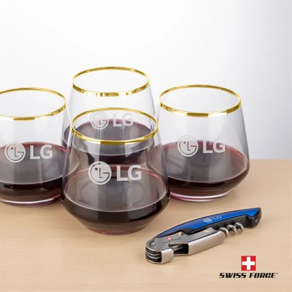 Swiss Force® Opener & Tucson Gold Rim Stemless Wine... from ASI 84592 St Regis Group