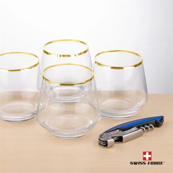 Swiss Force® Opener & Tucson Gold Rim Stemless Wine... from ASI 84592 St Regis Group