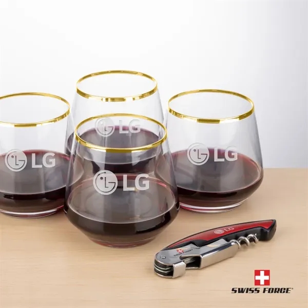 Swiss Force® Opener & Tucson Gold Rim Stemless Wine... from ASI 84592 St Regis Group