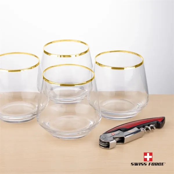 Swiss Force® Opener & Tucson Gold Rim Stemless Wine... from ASI 84592 St Regis Group