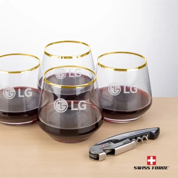 Swiss Force® Opener & Tucson Gold Rim Stemless Wine... from ASI 84592 St Regis Group