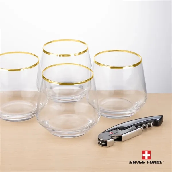 Swiss Force® Opener & Tucson Gold Rim Stemless Wine... from ASI 84592 St Regis Group