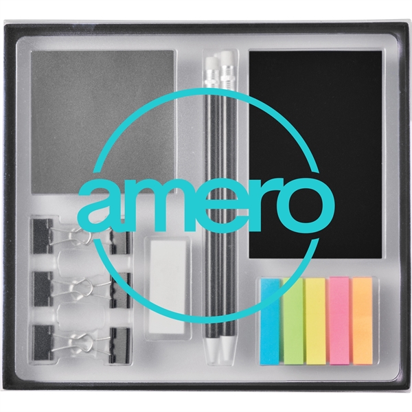 Desktop set with mechanical pencil, ballpoint pen, notepad and tape flags.... from ASI 66887 PCNA / Bullet