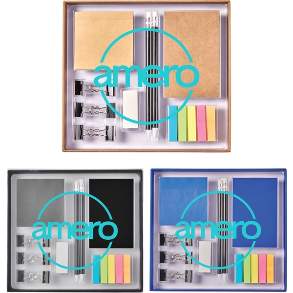 Desktop set with mechanical pencil, ballpoint pen, notepad and tape flags.... from ASI 66887 PCNA / Bullet